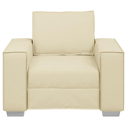 Sofa Sessel 59 cm mit Kissen Creme Kunstleder