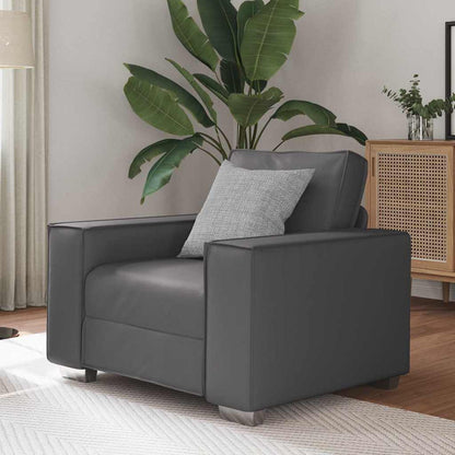 Sofa Sessel 59 cm mit Kissen Grau Kunstleder