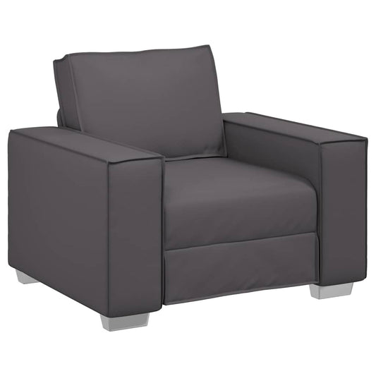 Sofa Sessel 59 cm mit Kissen Grau Kunstleder