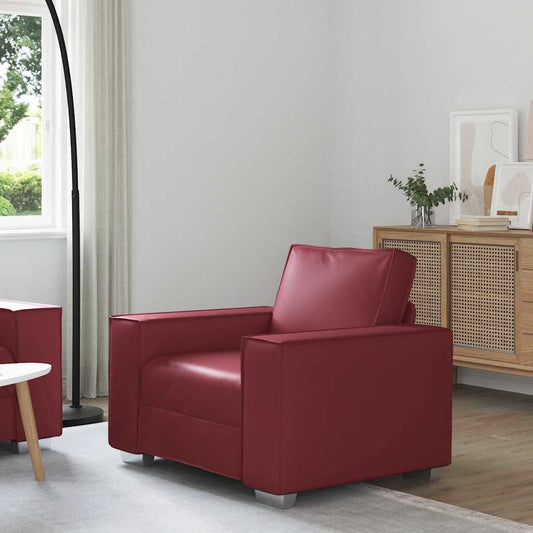 Sofa Sessel 59 cm mit Kissen Weinrot Kunstleder