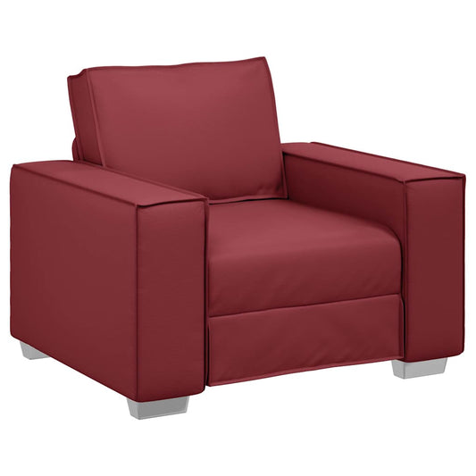 Sofa Sessel 59 cm mit Kissen Weinrot Kunstleder