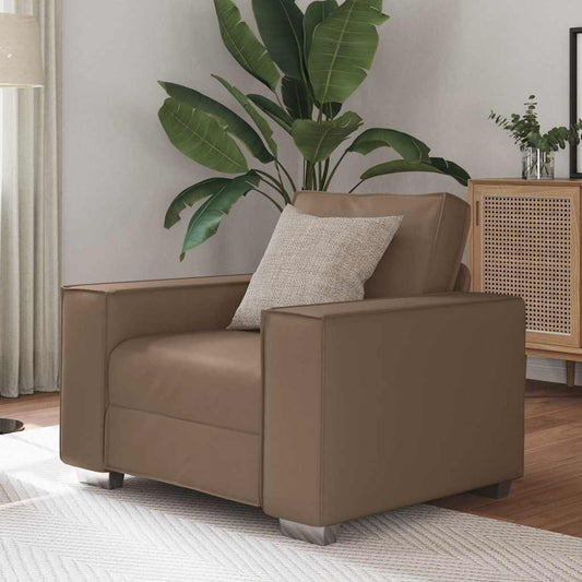 Sofa Sessel 59 cm mit Kissen Cappuccino Kunstleder