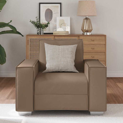 Sofa Sessel 59 cm mit Kissen Cappuccino Kunstleder
