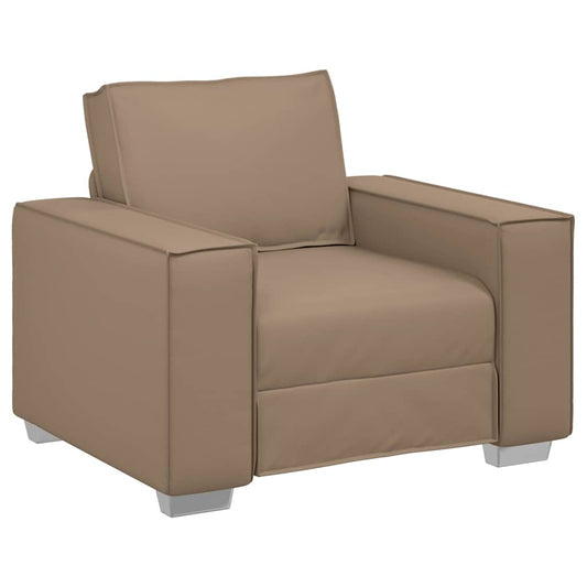 Sofa Sessel 59 cm mit Kissen Cappuccino Kunstleder
