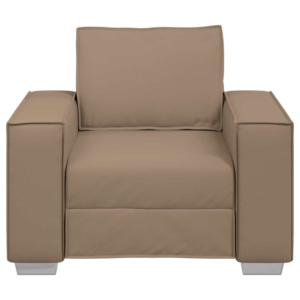 Sofa Sessel 59 cm mit Kissen Cappuccino Kunstleder