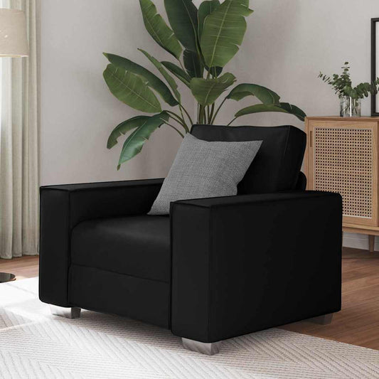 Sofa Sessel 59 cm mit Kissen Schwarz Kunstleder