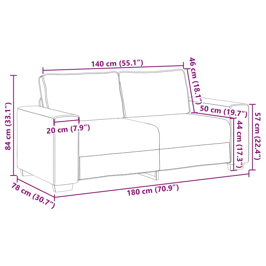 Sofasessel mit Kissen Creme 180 x 78 x 84 cm Kunstleder