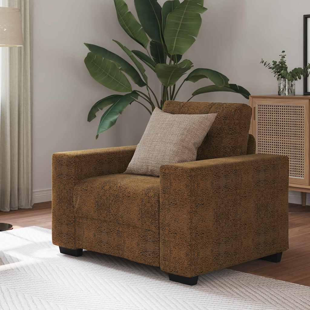 Sofa Stuhl mit Kissen Braun Kunstleder & Holz