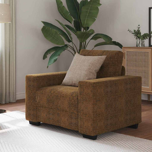 Sofa Stuhl mit Kissen Braun Kunstleder & Holz