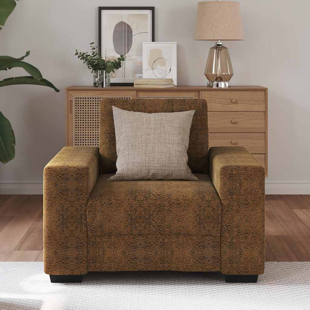 Sofa Stuhl mit Kissen Braun Kunstleder & Holz