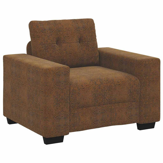 Sofa Stuhl mit Kissen Braun Kunstleder & Holz