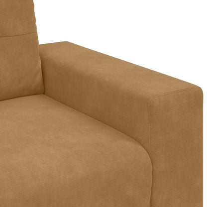 3-Sitzer Sofa mit Kissen Braun Samt