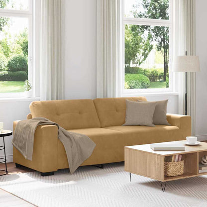 3-Sitzer Sofa mit Kissen Braun Samt