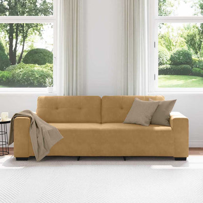 3-Sitzer Sofa mit Kissen Braun Samt