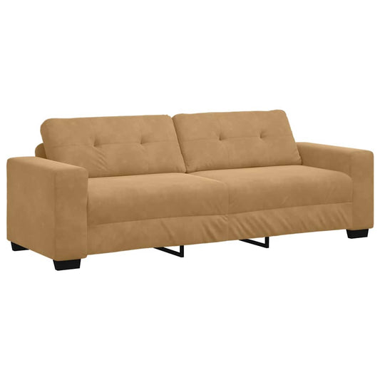 3-Sitzer Sofa mit Kissen Braun Samt
