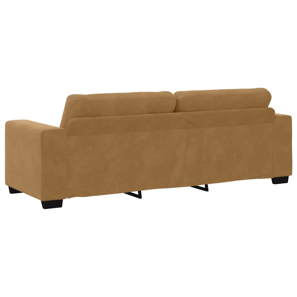 3-Sitzer Sofa mit Kissen Braun Samt