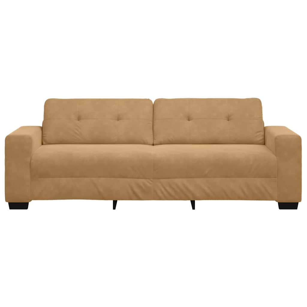 3-Sitzer Sofa mit Kissen Braun Samt