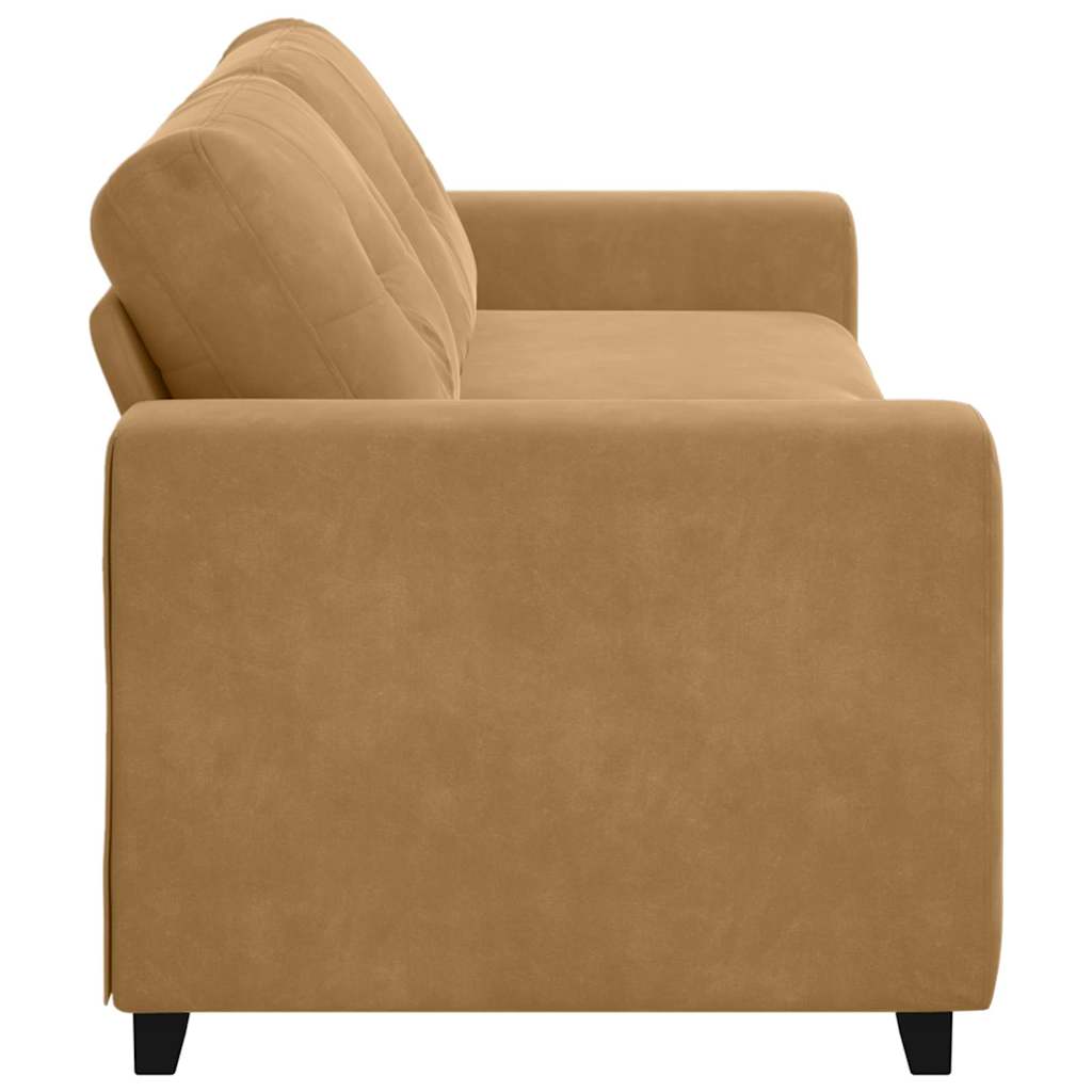 3-Sitzer Sofa mit Kissen Braun Samt