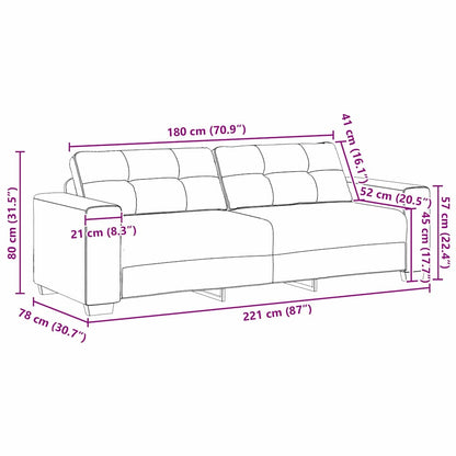 3-Sitzer Sofa mit Kissen Braun Samt