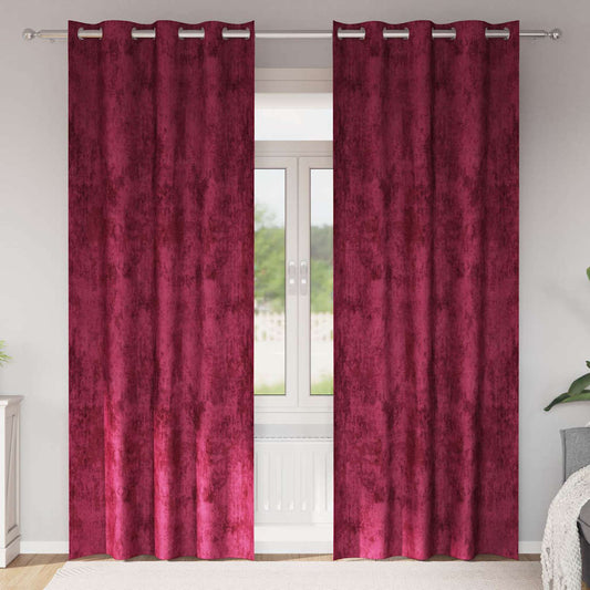 Vorhang mit Vorhängen 2 pcs Weinrot 225 x 140 cm Samt