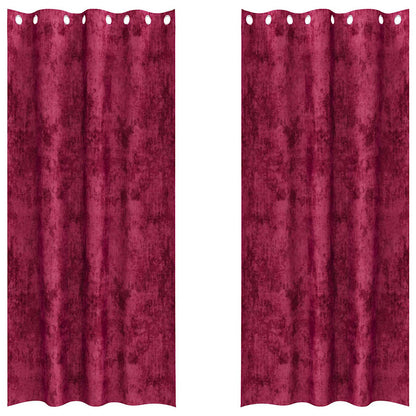 Vorhang mit Vorhängen 2 pcs Weinrot 225 x 140 cm Samt