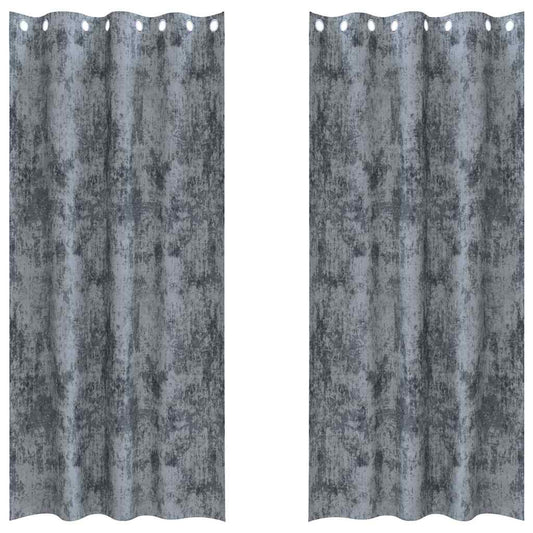 Vorhang mit Vorhängen 2 pcs Silbergrau 225 x 140 cm Samt