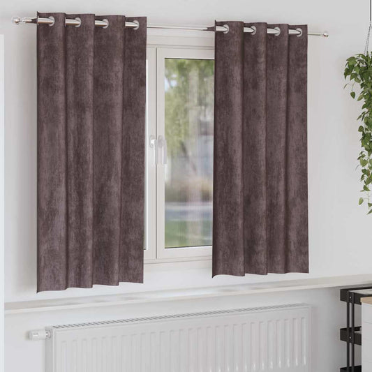 Vorhang mit Vorhängen 2 pcs Braun 175 x 140 cm Samt