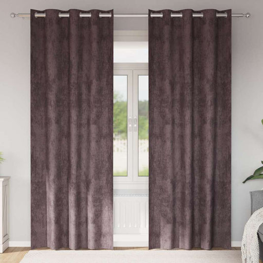 Vorhang mit Vorhängen 2 pcs Braun 225 x 140 cm Samt