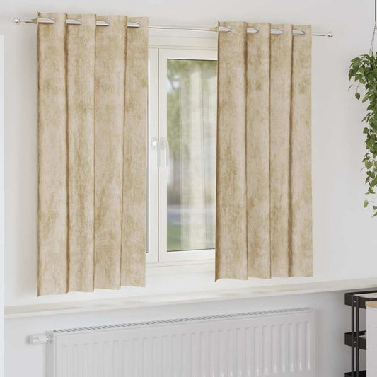 Vorhang mit Vorhängen 2 pcs Creme 175 x 140 cm Samt