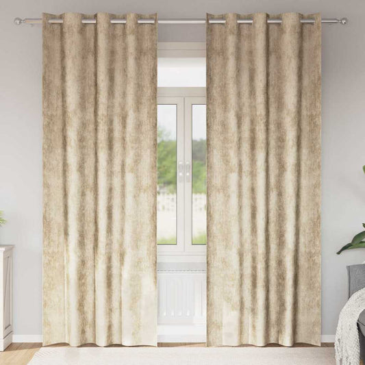 Vorhang mit Vorhängen 2 pcs Creme 225 x 140 cm Samt