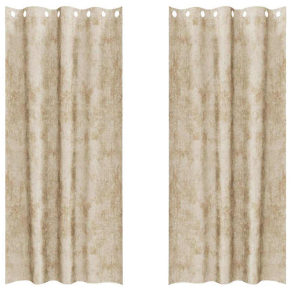 Vorhang mit Vorhängen 2 pcs Creme 225 x 140 cm Samt