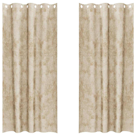 Vorhang mit Vorhängen 2 pcs Creme 225 x 140 cm Samt