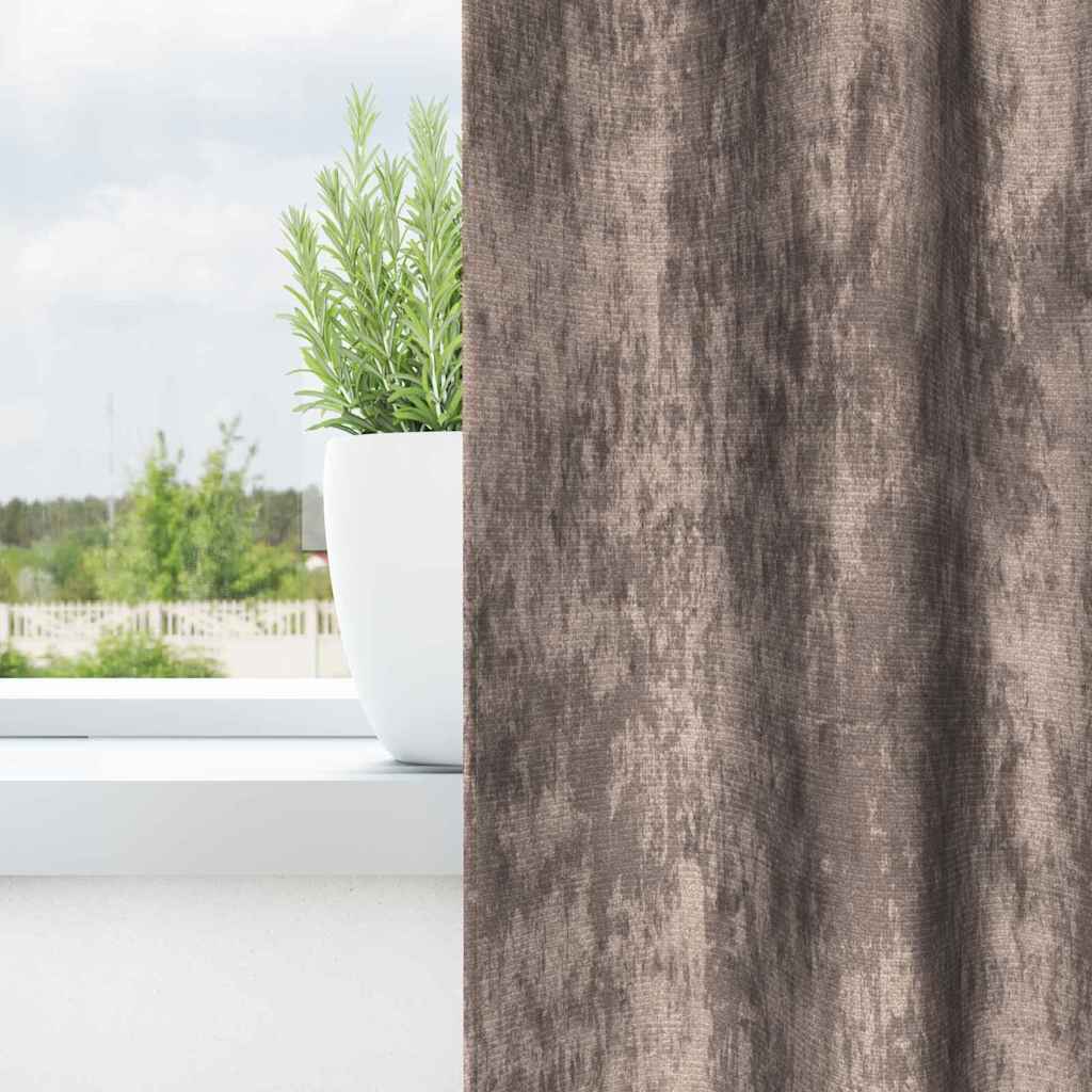 Vorhang mit Vorhängen 2 pcs Cappuccino 175 x 140 cm Samt