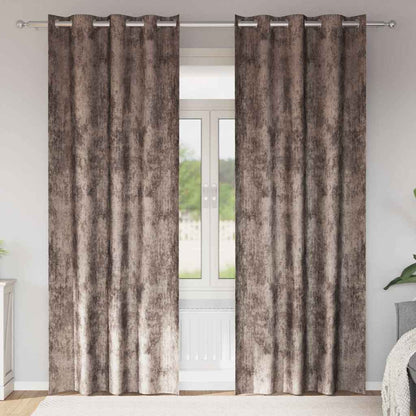 Vorhang mit Vorhängen 2 pcs Cappuccino 245 x 140 cm Samt