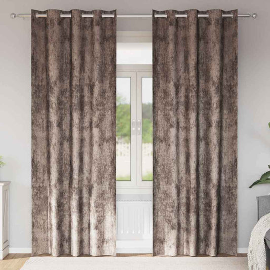 Vorhang mit Vorhängen 2 pcs Cappuccino 260 x 140 cm Samt