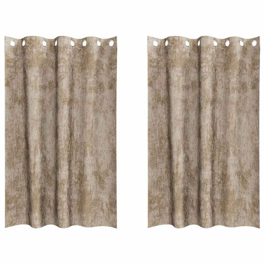 Vorhang mit Vorhängen 2 pcs Champagner 175 x 140 cm Samt