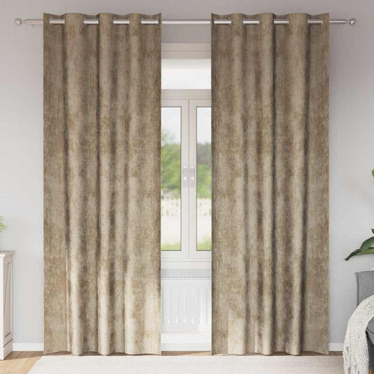 Vorhang mit Vorhängen 2 pcs Champagner 260 x 140 cm Samt