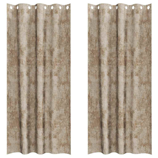 Vorhang mit Vorhängen 2 pcs Champagner 260 x 140 cm Samt