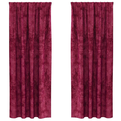 Vorhang mit Vorhängen 2 pcs Weinrot 260 x 140 cm Samt