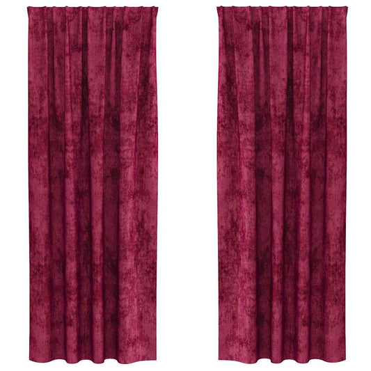 Vorhang mit Vorhängen 2 pcs Weinrot 260 x 140 cm Samt