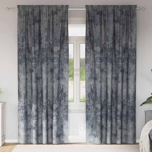 Vorhang mit Vorhängen 2 pcs Silbergrau 245 x 140 cm Samt