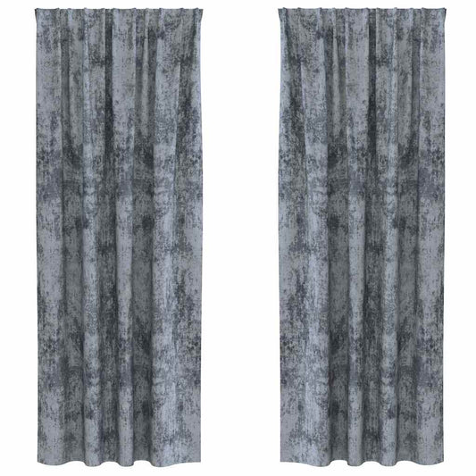 Vorhang mit Vorhängen 2 pcs Silbergrau 245 x 140 cm Samt