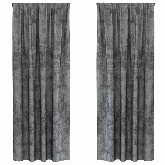 Vorhang mit Vorhängen 2 pcs Grau 245 x 140 cm Samt