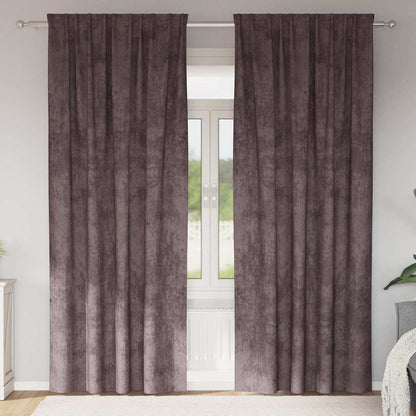 Vorhang mit Vorhängen 2 pcs Braun 245 x 140 cm Samt