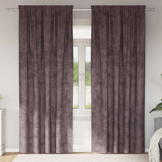 Vorhang mit Vorhängen 2 pcs Braun 245 x 140 cm Samt