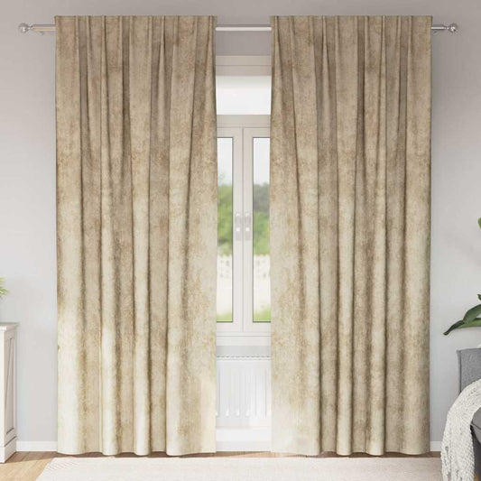 Vorhang mit Vorhängen 2 pcs Creme 225 x 140 cm Samt