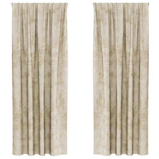 Vorhang mit Vorhängen 2 pcs Creme 225 x 140 cm Samt
