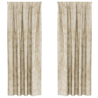 Vorhang mit Vorhängen 2 pcs Creme 260 x 140 cm Samt