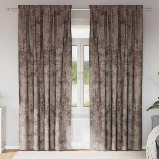 Vorhang mit Vorhängen 2 pcs Cappuccino 225 x 140 cm Samt