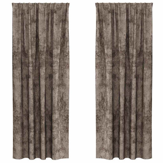 Vorhang mit Vorhängen 2 pcs Cappuccino 225 x 140 cm Samt